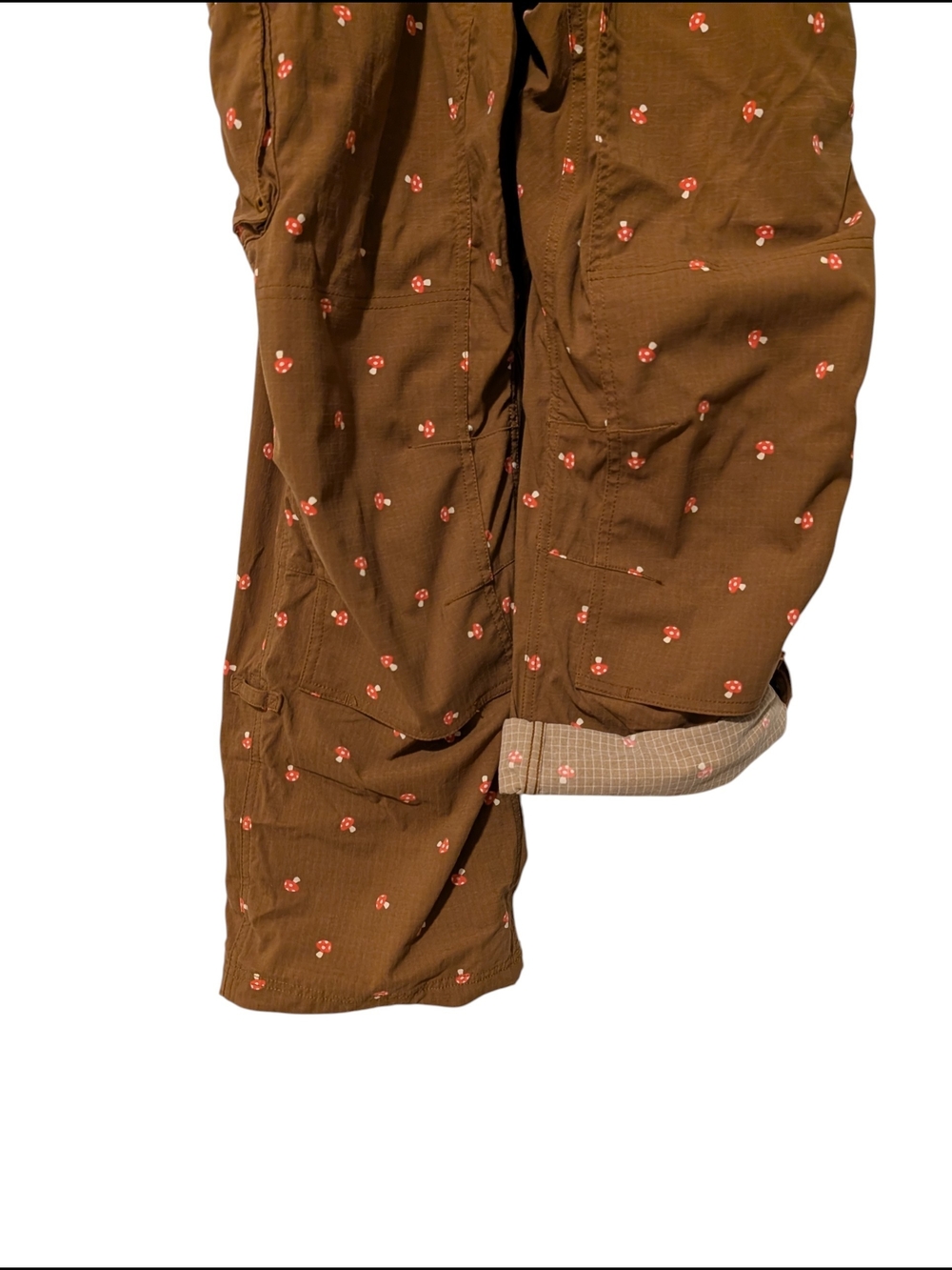 Duluth Trading Co Brown Mushroom Print Overalls - Picture 4 of 5